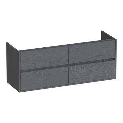 BRAUER Adore wastafelonderkast - 140x46x55cm - 4 softclose lades - greeploos - 2 sifon uitsparingen - Timber Grey