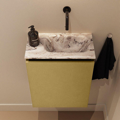 MONDIAZ TURE-DLUX 40cm toiletmeubel Oro. EDEN wastafel Glace positie rechts. Zonder kraangat.