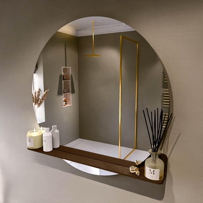 Mondiaz SPOT Badkamerspiegel - rond 100cm - spiegelplanchet - kleur Rust