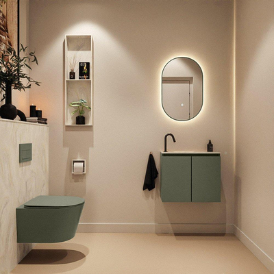 MONDIAZ TURE-DLUX 60cm toiletmeubel Army. EDEN wastafel Ostra positie links. Met 1 kraangat.