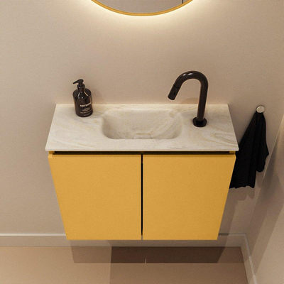 MONDIAZ TURE-DLUX 60cm toiletmeubel Ocher. EDEN wastafel Ostra positie midden. Met 1 kraangat.