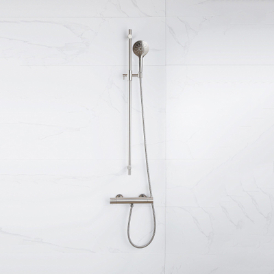 FugaFlow Eccelente Sobrado Badkamer douchekraan met glijstangset met ronde handdouche, metalen doucheslang geborsteld RVS PVD