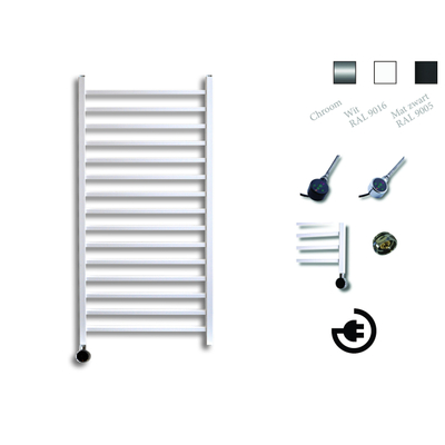Sanicare Qubic Elektrische Design Radiator - 126.4 x 60 cm - 773 Watt - thermostaat zwart linksonder - wit
