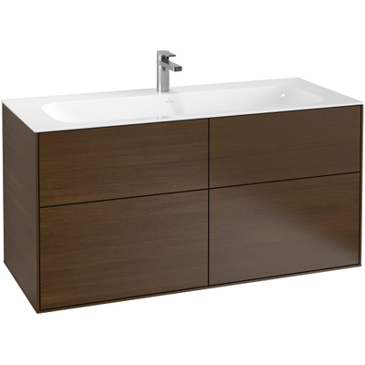 Villeroy & Boch Finion wastafelonderkast 119.6x59.1cm 4 lades Walnut
