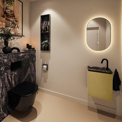 MONDIAZ TURE-DLUX 40cm toiletmeubel Oro. EDEN wastafel Lava positie links. Met 1 kraangat.