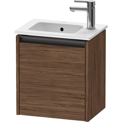 Duravit Ketho 2 fonteinkast met 1 deur 41x29.2x44cm links, met greep antraciet donker noten mat