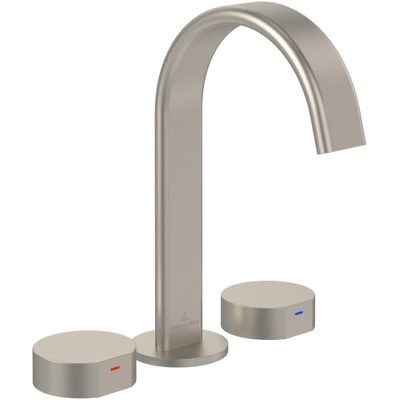 Villeroy & Boch Dawn Driegats wastafelkraan - Matt Brushed Nickel (RVS)