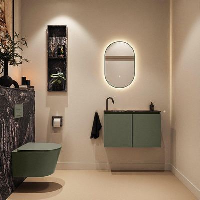 MONDIAZ TURE-DLUX 80cm toiletmeubel Army. EDEN wastafel Lava positie links. Met 1 kraangat.