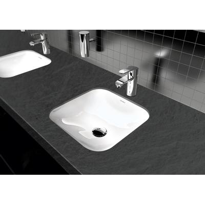 Duravit DuraStyle inbouwwastafel met overloop zonder kraangat 37x37cm met wondergliss wit