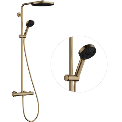HansgrohePulsify Puro1jet showerpipe ecosmart 260 thermostatisch 3jet handdouche en doucheslang 160cm brushed bronze