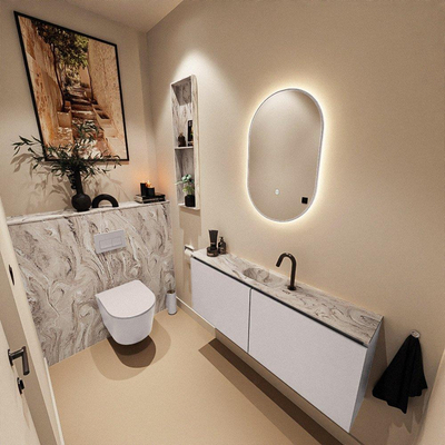 MONDIAZ TURE-DLUX 120cm toiletmeubel Cale. EDEN wastafel Glace positie midden. Met 1 kraangat.