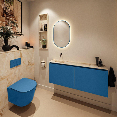 MONDIAZ TURE-DLUX 120cm toiletmeubel Jeans. EDEN wastafel Frappe positie links. Zonder kraangat.