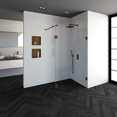 BRAUER Create Inloopdouche - 120x200cm - profielloos - 30cm - zijwand - antikalk - 8mm veiligheidsglas - koper