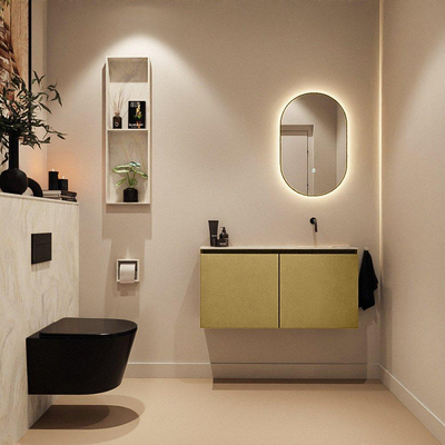 MONDIAZ TURE-DLUX 100cm toiletmeubel Oro. EDEN wastafel Ostra positie rechts. Zonder kraangat.