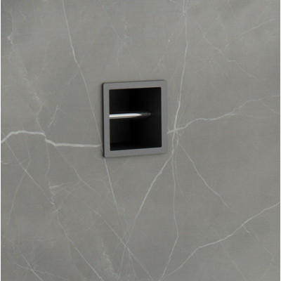 Fortifura Calvi Toiletrolhouder - inbouw - 17.3x17.3x15.3cm - Geborsteld Gunmetal PVD TWEEDEKANS