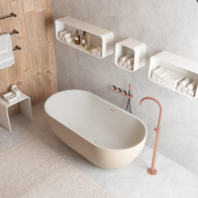 Ideavit Solidera Vrijstaand bad - 150x76x53cm - Solid surface - Ovaal - Mat Beige