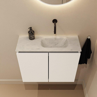 MONDIAZ TURE-DLUX 60cm toiletmeubel Talc. EDEN wastafel Opalo positie rechts. Zonder kraangat.