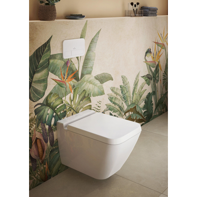 Villeroy & Boch Finion closetzitting met deksel met softclose en quick release ceramic+ stone white