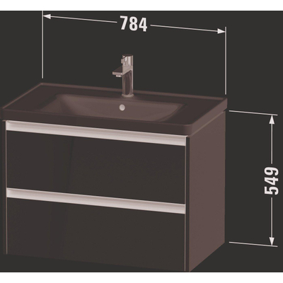 Duravit Ketho 2 wastafelonderbouwkast met 2 laden 78.4x45.5x54.9cm met grepen antraciet basalt mat