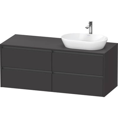 Duravit Ketho 2 wastafelonderbouwkast incl. consoleplaat met 4 laden voor waskom rechts 140x55x56.8cm met handgrepen antraciet grafiet supermat