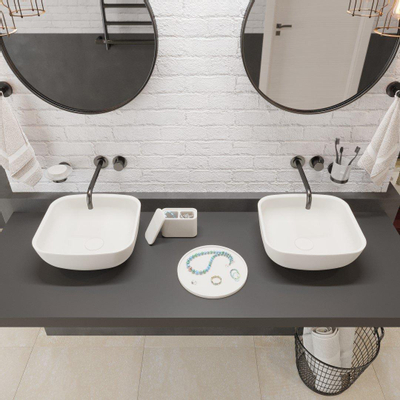 Ideavit Solidpool waskom - 35x35x13cm - Solid surface - Vierkant - Mat Wit