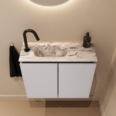 MONDIAZ TURE-DLUX 60cm toiletmeubel Cale. EDEN wastafel Glace positie links. Met 1 kraangat.