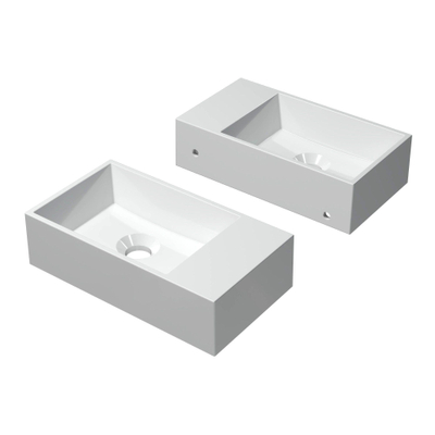 INK Contra Fontein - 40x22x10cm - wasbak links - 0 kraangaten - polystone wit glans