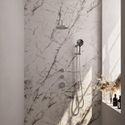 Brauer Chrome Edition Regendoucheset inbouw - hoofddouche 20cm - Wandarm 40cm - glijstang - met inbouwdeel - Gladde knoppen - handdouche Rond 1 stand - chroom