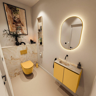 MONDIAZ TURE-DLUX 60cm toiletmeubel Ocher. EDEN wastafel Frappe positie links. Zonder kraangat.