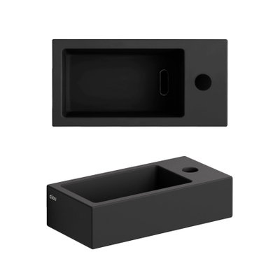 Clou Flush 3 fontein 36x18x9cm kraangat rechts Keramiek Zwart mat