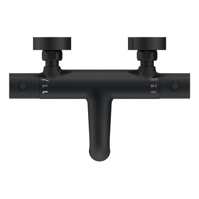 Wiesbaden Ribbd thermostatische badmengkraan hartafstand 15 cm mat zwart