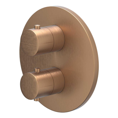 IVY Bond Regendoucheset - inbouw - 2-weg stop-omstel - 30cm plafondbuis - 20cm slim hoofddouche rond - glijstang met uitlaat - 150cm doucheslang - 3-standen handdouche - Geborsteld mat koper PVD