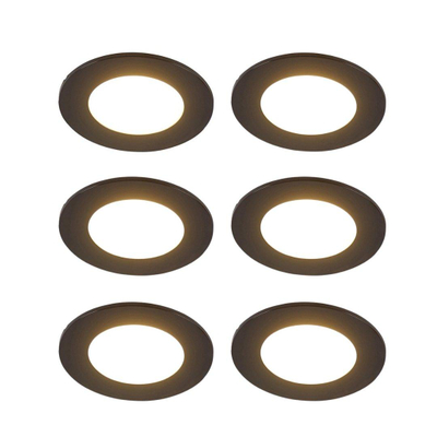 QAZQA Blanca Inbouwspot - set van 6 - 9x9cm - incl. LED - 3 staps dimbaar - IP44 - mat zwart