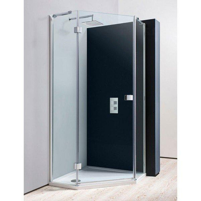 Crosswater Design New douchecabine vijfhoek 90x90x195cm zilver profiel helder glas