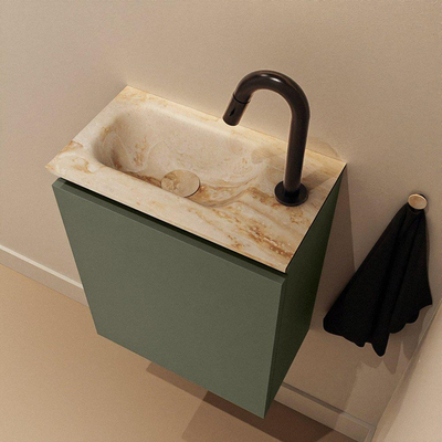 MONDIAZ TURE-DLUX 40cm toiletmeubel Army. EDEN wastafel Frappe positie links. Met 1 kraangat.