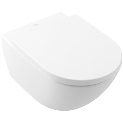 Villeroy & Boch Subway 3.0 Toiletset - zonder spoelrand - diepspoel - inbouwreservoir - twistflush - bedieningsplaat chroom glans - zitting softclose & quickrelease - ceramic+ stone white