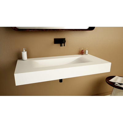 Ideavit Wastafel 100x48x11cm 0 kraangaten Solid surface mat wit