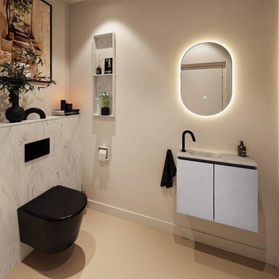 MONDIAZ TURE-DLUX 60cm toiletmeubel Plata. EDEN wastafel Opalo positie links. Met 1 kraangat.