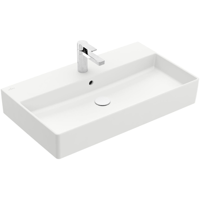Villeroy & Boch Memento 2.0 wastafel voor handdoekhouders 80x47cm met overloop 1 kraangat ceramic+ stone white