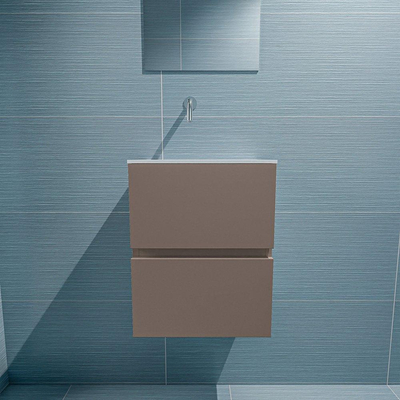 MONDIAZ ADA Toiletmeubel - 40x30x50cm - 0 kraangaten - 2 lades - smoke mat - wasbak links - Solid surface - Wit