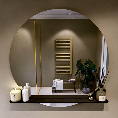 Mondiaz SPOT Badkamerspiegel - rond 110cm - spiegelplanchet - kleur Urban