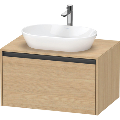 Duravit Ketho 2 wastafelonderbouwkast incl. consoleplaat met 1 lade 80x55x45.9cm met handgreep antraciet natuur eiken mat