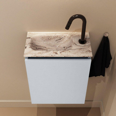 MONDIAZ TURE-DLUX 40cm toiletmeubel Clay. EDEN wastafel Glace positie links. Met 1 kraangat.