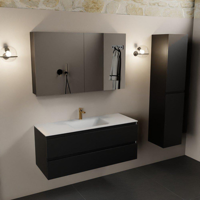 Mondiaz Aivy badmeubelset - 120x45x50cm - 1 kraangat - 1 wasbak talc Solid surface - Midden - 2 lades - Met spiegelkast - MDF Urban