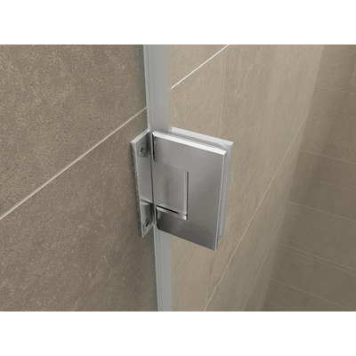 Wiesbaden Less scharnierset en greep voor profielloze nisdeur geborsteld staal