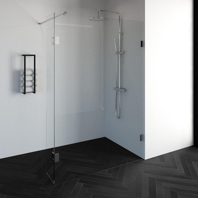 BRAUER Create Inloopdouche - 140x200cm - profielloos - 30cm - draaibare zijwand - antikalk - 8mm veiligheidsglas - chroom