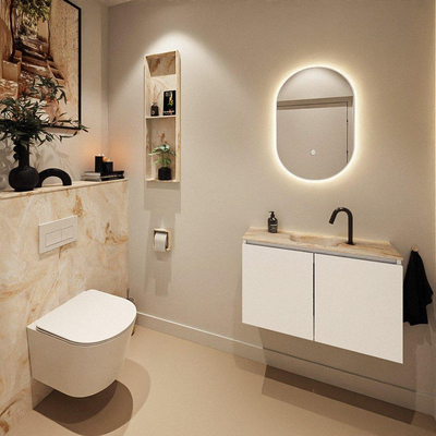 MONDIAZ TURE-DLUX 80cm toiletmeubel Talc. EDEN wastafel Frappe positie midden. Met 1 kraangat.
