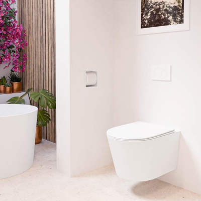 MONDIAZ LAVIE wandclosetpack - 36x53cm - diepspoel - rimless - Talc (offwhite) - softclose - quick-release - toiletzitting - Talc (offwhite)