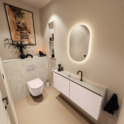 MONDIAZ TURE-DLUX 120cm toiletmeubel Rosee. EDEN wastafel Ostra positie midden. Met 1 kraangat.