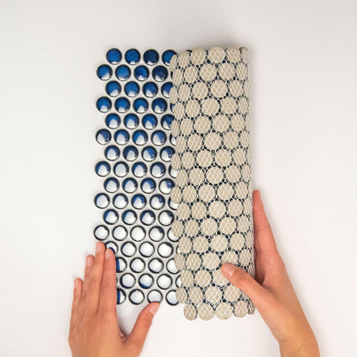 The Mosaic Factory Venice mozaïektegel - 31.5x29.4cm - wandtegel - Rond - Porselein Cobalt Blue Glans